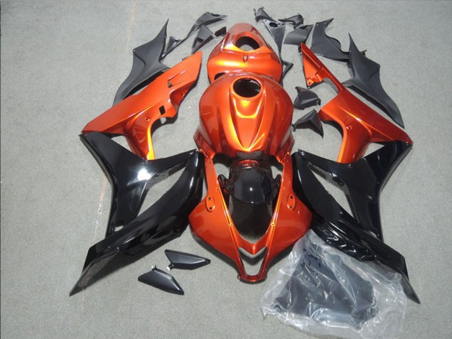 2007-2008 Honda CBR600RR Motorcycle Fairings - Orange Glossy Black