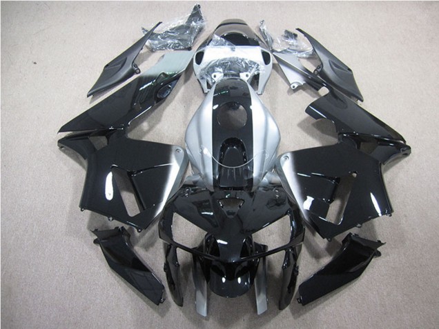 2007-2008 Honda CBR600RR Bike Fairings - Silver Glossy Black