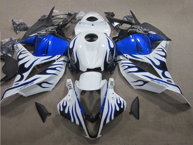 Affordable 2009-2012 Honda CBR600RR Motorcycle Fairings - White Blue Flame