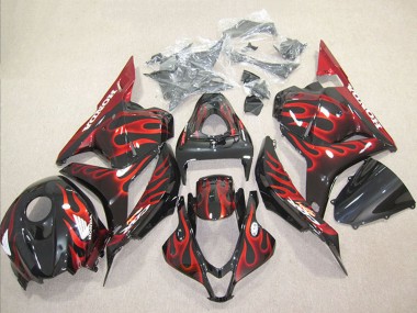 Affordable 2009-2012 Honda CBR600RR Motorcycle Fairing - Glossy Black Red Flame
