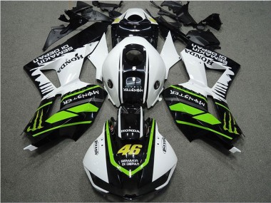 Affordable 2013-2023 Honda CBR600RR Motorcycle Fairings - White Green Glossy Black Semakin Didepan Monster