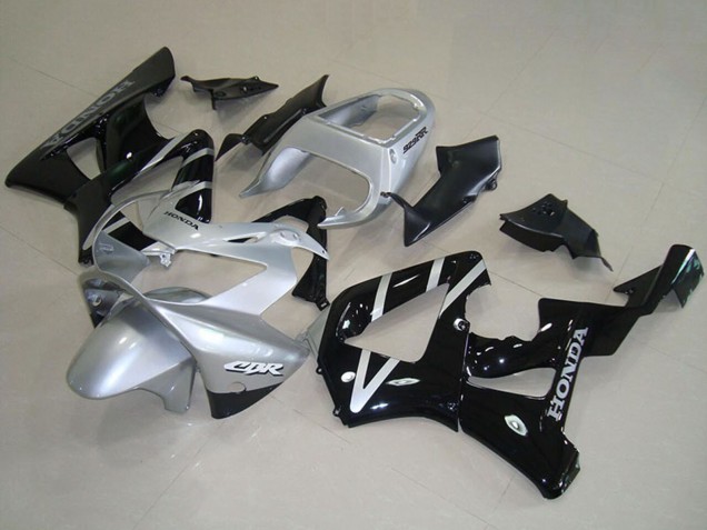 2000-2001 Honda CBR900RR 929 Motorcycle Fairings - Silver Glossy Black