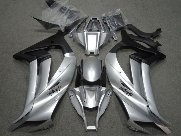 2011-2015 Kawasaki ZX10R Motorcycle Fairings - Silver Matte Black