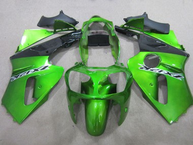 Affordable 2000-2001 Kawasaki ZX12R Motorcycle Fairings - Green Matte Black