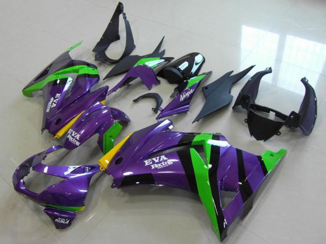 2008-2012 Kawasaki ZX250R Motorcycle Fairings - Purple Green Yellow Black EVA Racing