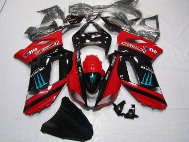Affordable 2007-2008 Kawasaki ZX6R Motorcycle Fairings - Red Black Monster