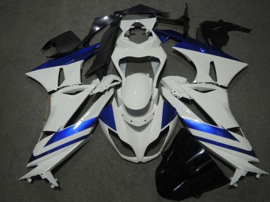 Affordable 2009-2012 Kawasaki ZX6R Motorcycle Fairings - Blue White