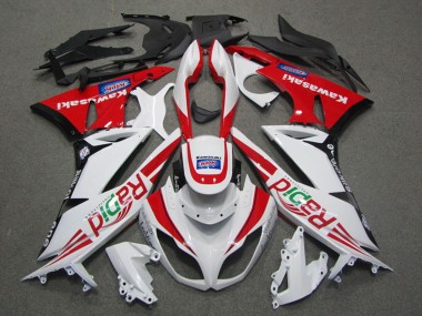 Affordable 2009-2012 Kawasaki ZX6R Motorcycle Fairings - White Red Black Rapid