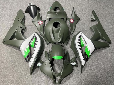 Affordable 2007-2008 Honda CBR600RR Motorcycle Fairings - Army Green White Green Shark
