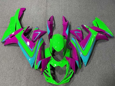 Affordable 2011-2024 Suzuki GSXR 600 / GSXR 750 Motorcycle Fairings - Green Magenta Light Blue