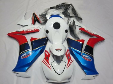 Affordable 2012-2016 Honda CBR1000RR Motorcycle Fairings - White Red Blue Motul