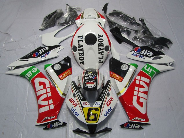 2012-2016 Honda CBR1000RR Motorcycle Fairings - White Red Green Givi PlayBoy