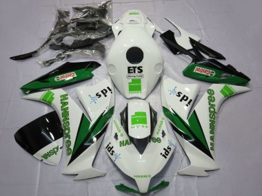 Affordable 2012-2016 Honda CBR1000RR Motorcycle Fairings - White Green Glossy Black Hannspree Castrol