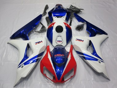 Affordable 2006-2007 Honda CBR1000RR Motorcycle Fairing - White Red Blue HRC OEM Style
