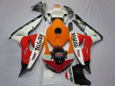 Affordable 2006-2007 Honda CBR1000RR Motorcycle Fairings - Orange White Red Glossy Black Repsol HRC