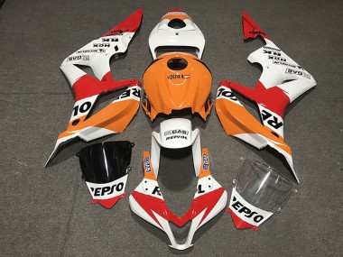 Affordable 2007-2008 Honda CBR600RR Motorcycle Fairing - Orange White Red Glossy Black Repsol Style