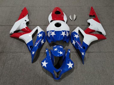 Affordable 2007-2008 Honda CBR600RR Motorcycle Fairings - White Blue Red American Flag