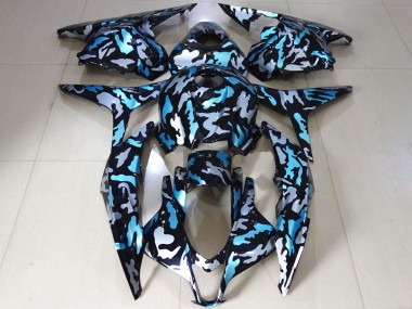 Affordable 2009-2012 Honda CBR600RR Motorcycle Fairings - White Blue Camouflage
