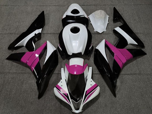 2007-2008 Honda CBR600RR Motorcycle Fairings - White Pink Glossy Black