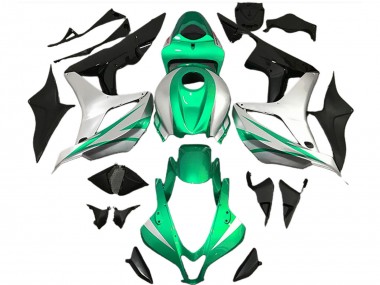 Affordable 2007-2008 Honda CBR600RR Motorcycle Fairings - Silver Green Glossy Black OEM Style
