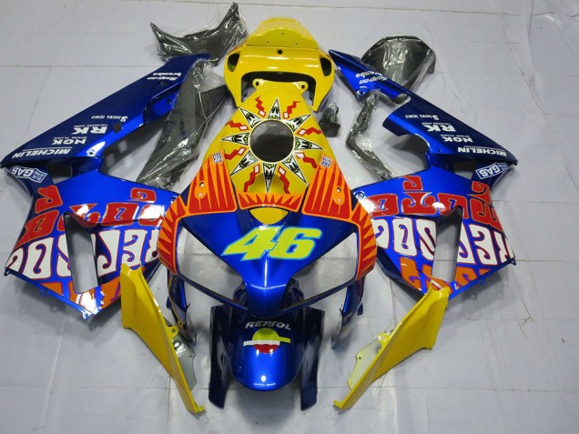 2005-2006 Honda CBR600RR Motorcycle Fairings - Yellow Blue Rossi 46