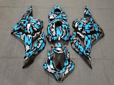 Affordable 2009-2012 Honda CBR600RR Motorcycle Fairings - Blue Silver Camouflage