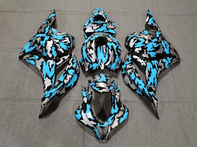 2009-2012 Honda CBR600RR Motorcycle Fairings - Blue Silver Camouflage