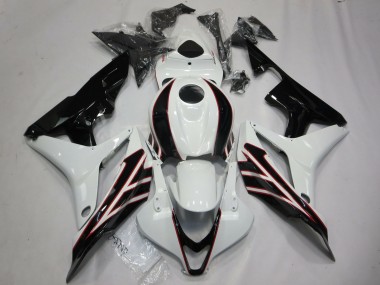 Affordable 2007-2008 Honda CBR600RR Motorcycle Fairings - White Glossy Black OEM Style