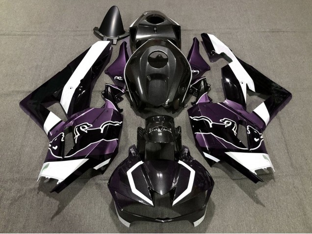 2013-2023 Honda CBR600RR Motorcycle Fairings - Black Carbon Fiber White Purple Bull