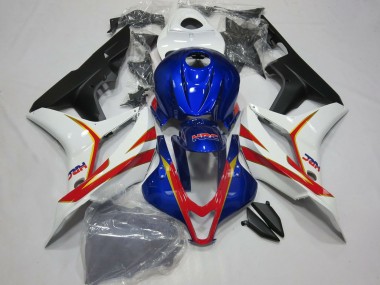 Affordable 2007-2008 Honda CBR600RR Motorcycle Fairing - White Red Blue HRC