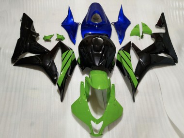 Affordable 2007-2008 Honda CBR600RR Motorcycle Fairings - Blue Green Glossy Black