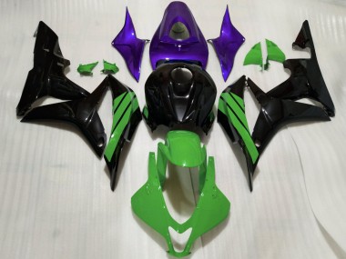 Affordable 2007-2008 Honda CBR600RR Motorcycle Fairings - Purple Green Glossy Black