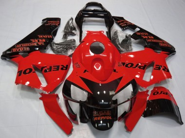 Affordable 2003-2004 Honda CBR600RR Motorcycle Fairings - Red Glossy Black Repsol