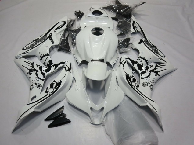 2007-2008 Honda CBR600RR Motorcycle Fairings - White Black