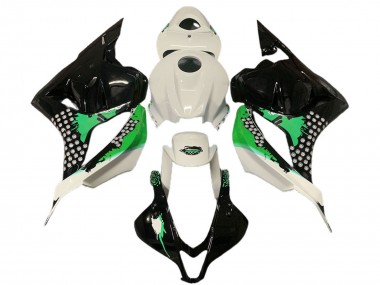 Affordable 2009-2012 Honda CBR600RR Motorcycle Fairings - White Green Glossy Black Splatter