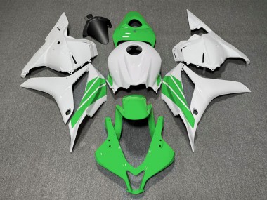 Affordable 2009-2012 Honda CBR600RR Motorcycle Fairings - White Green Stripe