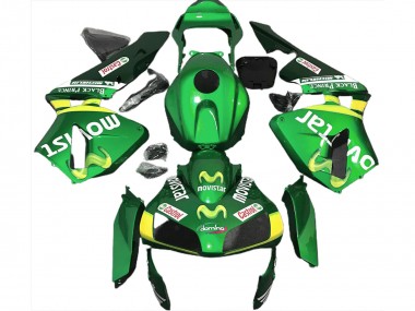 Affordable 2003-2004 Honda CBR600RR Motorcycle Fairings - Green Yellow MoviStar