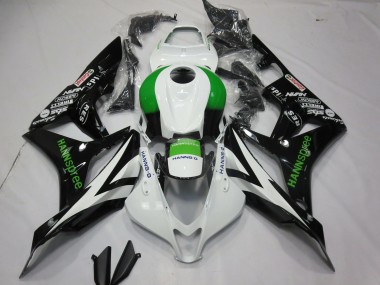 Affordable 2007-2008 Honda CBR600RR Motorcycle Fairings - White Green Glossy Black Hannspree