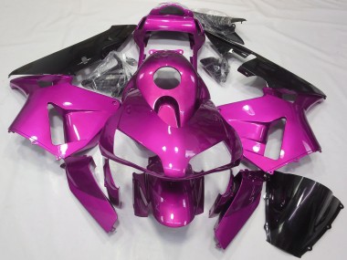 Affordable 2003-2004 Honda CBR600RR Motorcycle Fairings - Hot Pink Glossy Black