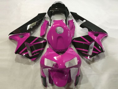 Affordable 2003-2004 Honda CBR600RR Motorcycle Fairings - Hot Pink Glossy Black OEM Style
