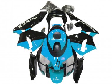 Affordable 2003-2004 Honda CBR600RR Motorcycle Fairings - Light Blue Glossy Black Power
