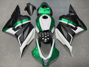 Affordable 2009-2012 Honda CBR600RR Motorcycle Fairings - White Green Matte Black Star
