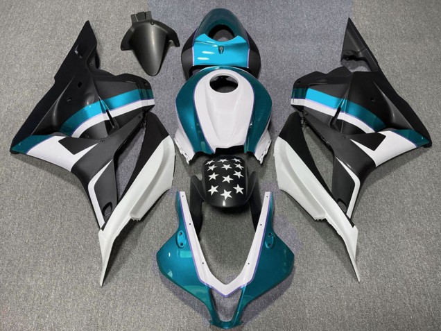 2009-2012 Honda CBR600RR Motorcycle Fairings - White Blue Matte Black Star