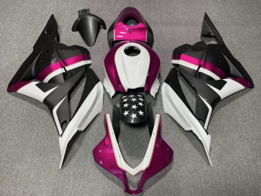 Affordable 2009-2012 Honda CBR600RR Motorcycle Fairings - White Pink Matte Black Star