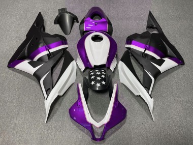 Affordable 2009-2012 Honda CBR600RR Motorcycle Fairings - White Purple Matte Black Star