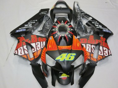 Affordable 2003-2004 Honda CBR600RR Motorcycle Fairings - Matte Black Orange Yellow Rossi 46