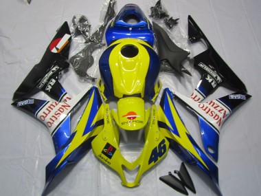 Affordable 2007-2008 Honda CBR600RR Motorcycle Fairings - Yellow Blue White Glossy Black Nastro Azzurro