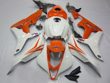 Affordable 2007-2008 Honda CBR600RR Motorcycle Fairings - White Orange HRC