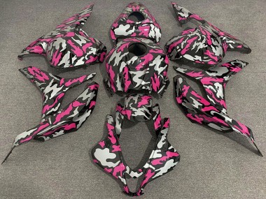 Affordable 2009-2012 Honda CBR600RR Motorcycle Fairings - Pink Silver Camouflage
