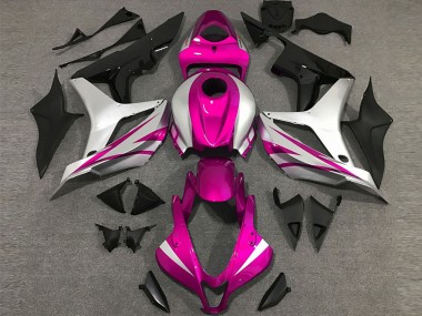 Affordable 2007-2008 Honda CBR600RR Motorcycle Fairings - Silver Pink Glossy Black OEM Style